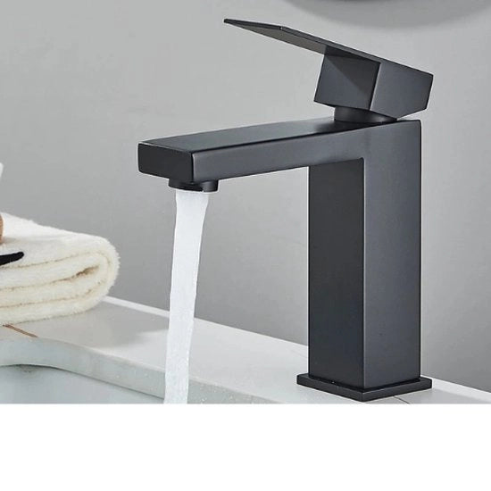 Wastafier kraan per bagno - Fontana per doccia - Con acqua calda e fredda - Nero opaco - 16,5 cm di altezza