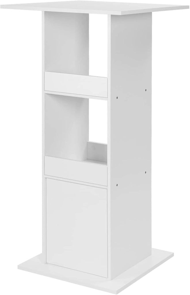 Tavolo da Bar Quadrato, Tavolino Alto e Stretto con 3 Ripiani, Tavolo Alto Cucina, Sala da Pranzo, Bistrot, in Truciolare, 60x60x109 cm, Bianco