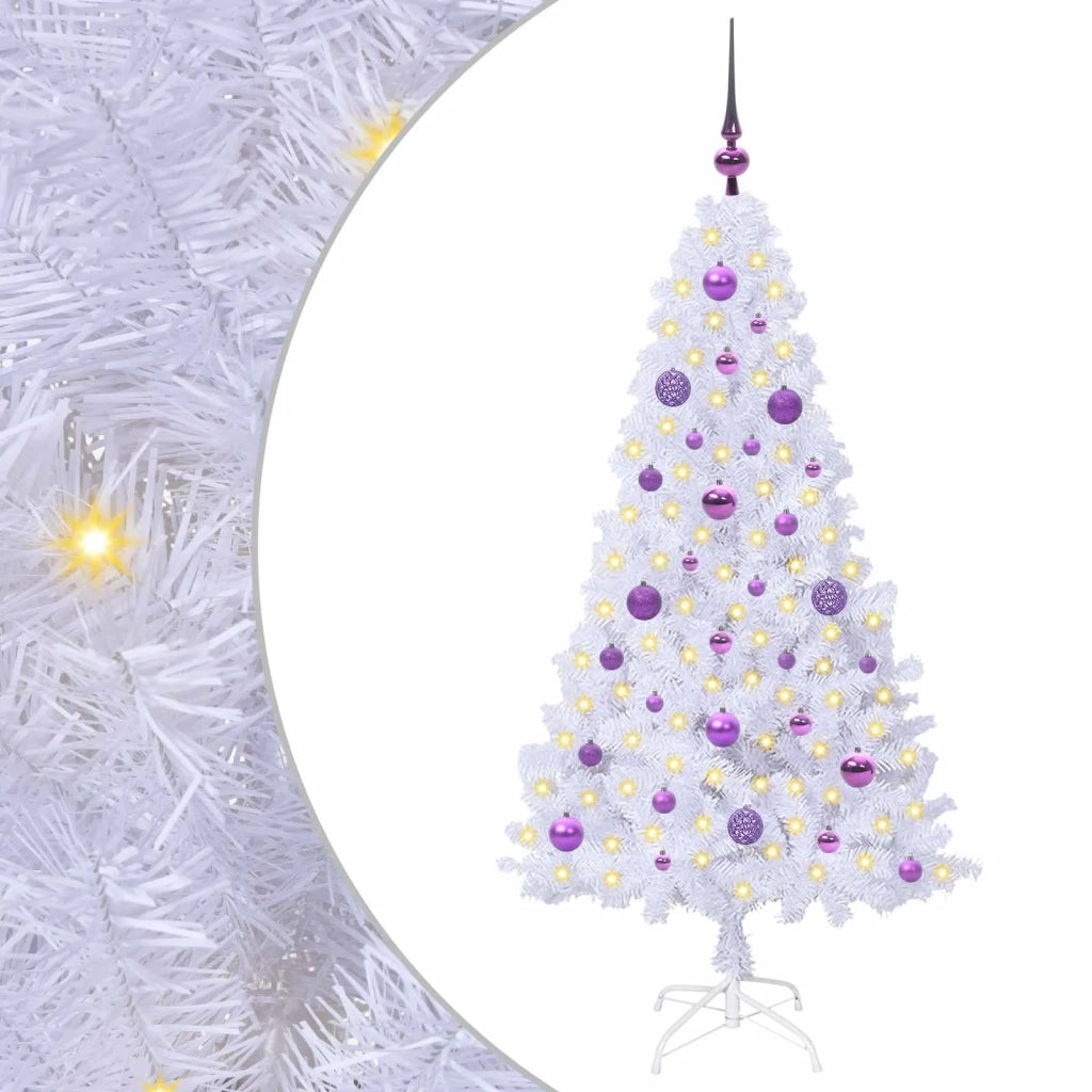 Albero di Natale Artificiale-Albero Natalizio Bianco 150 cm PVC e Acciaio 469661