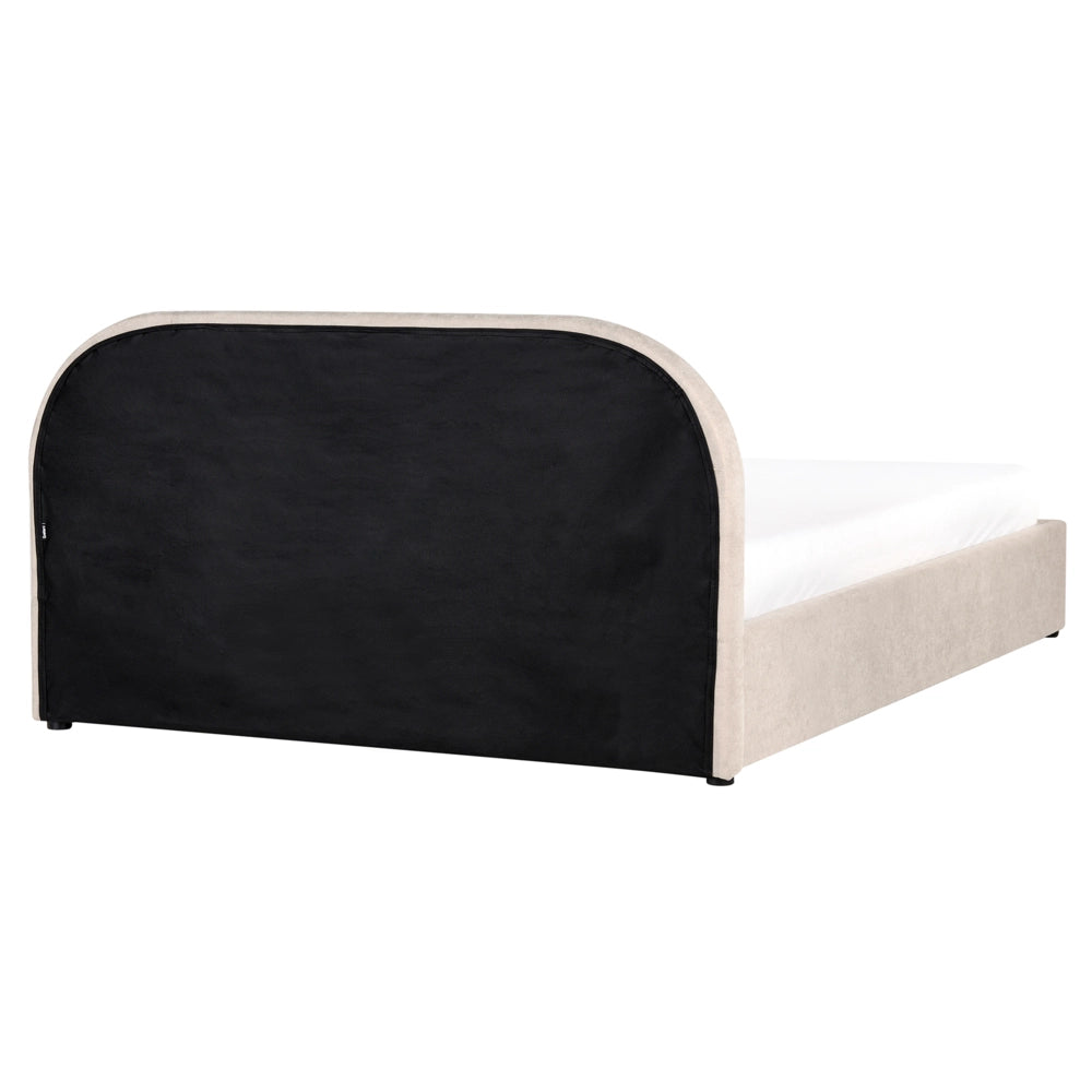 Letto matrimoniale EU Beige Chiaro Tessuto di ciniglia 160 x 200 cm Struttura imbottita con contenitore