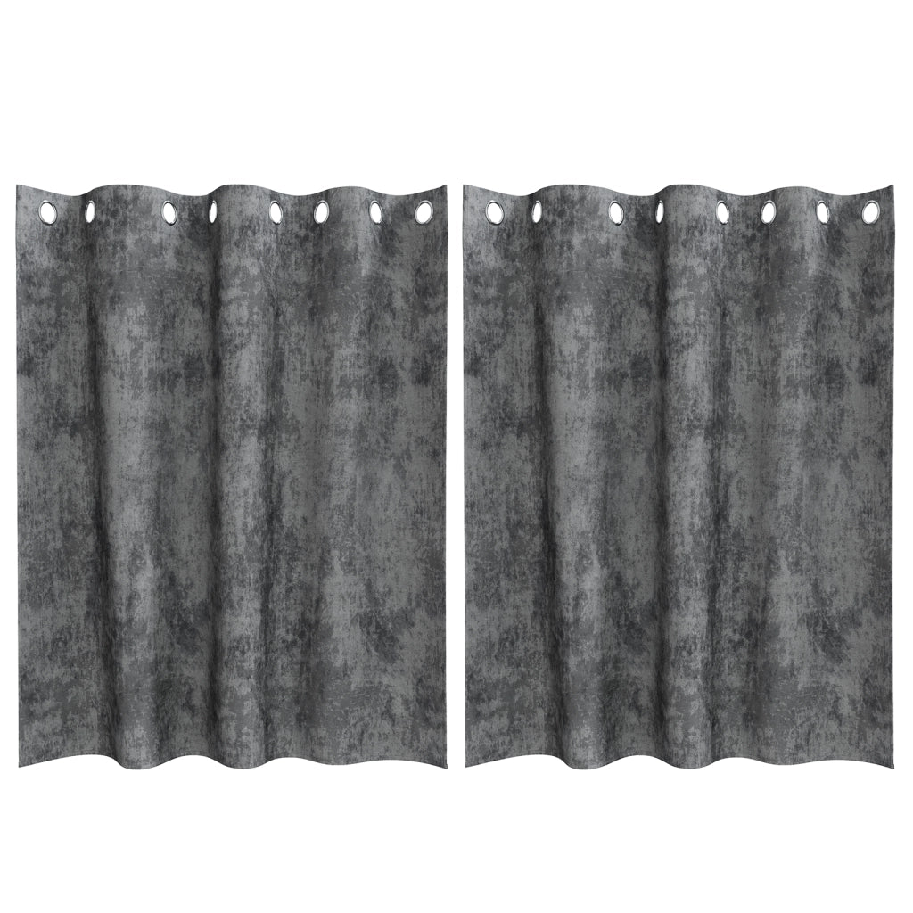 Tende di Velluto 2 pz con occhielli Grigio 140x140 cm