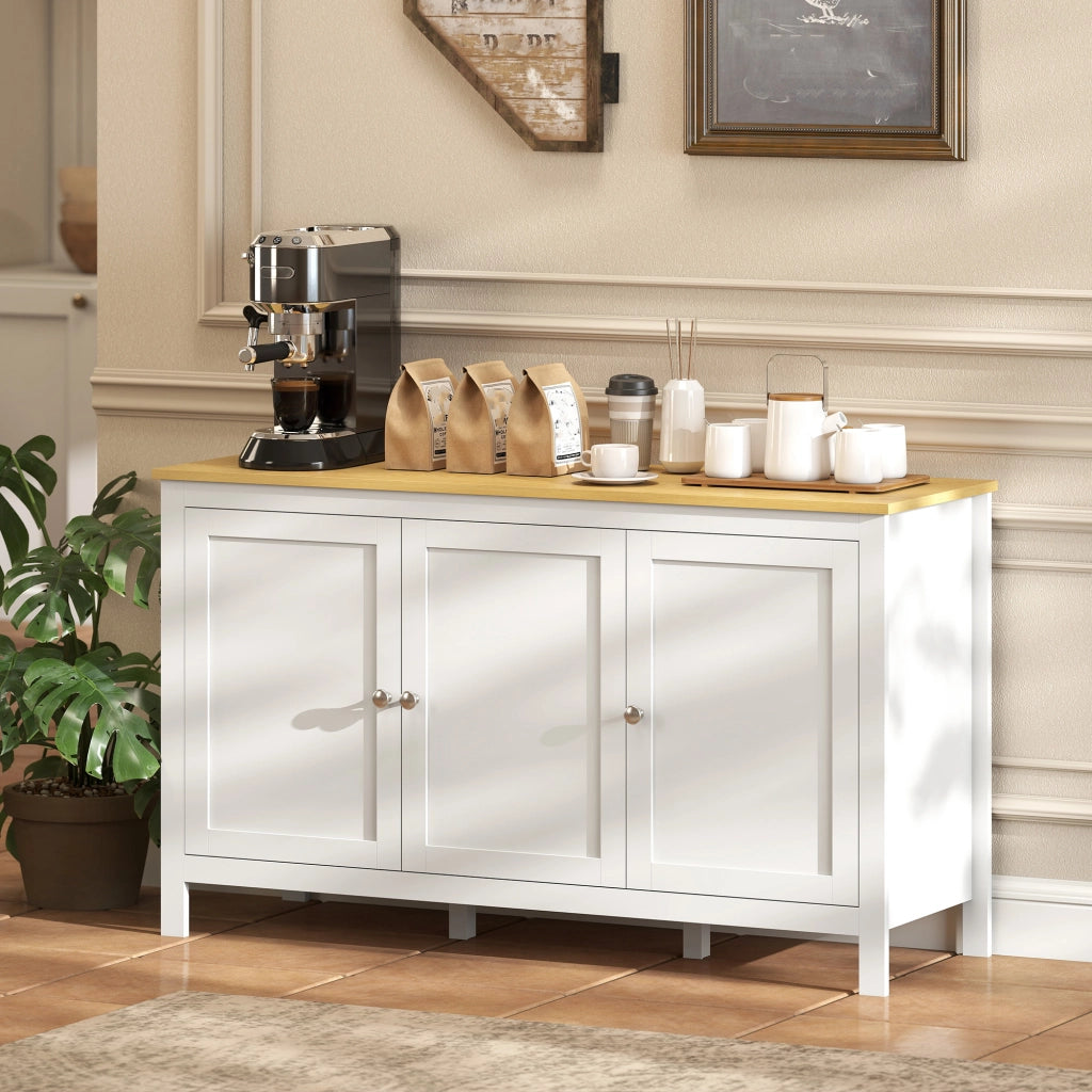 Cassettiera con 2 Ante e 2 Ripiani Regolabili ¨C Zephmum ¨C Bianco Legno 120x40x70 cm