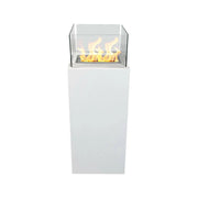 Camino a bioetanolo Airasca, Caminetto ecologico, Focolare senza fumo, Riscaldatore ad etanolo, Made in Italy, 40x40 h115 cm, Bianco