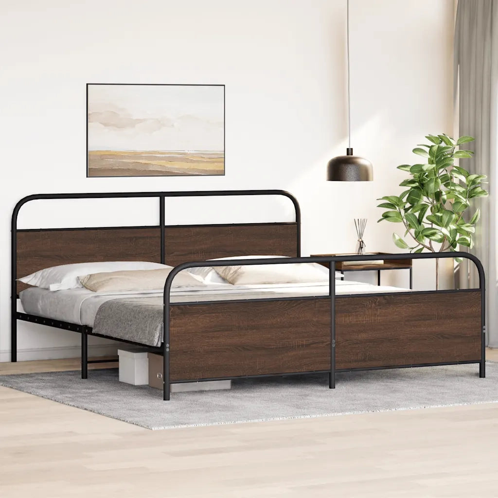 Giroletto senza Materaso in Metallo Rovere Marrone 193x203 cm