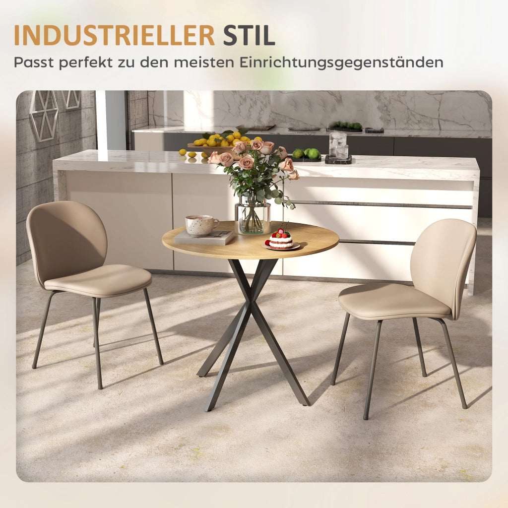 Tavolo da pranzo rotondo ¨C Minimal ¨C Bianco effetto rovere, metallo, 80 cm
