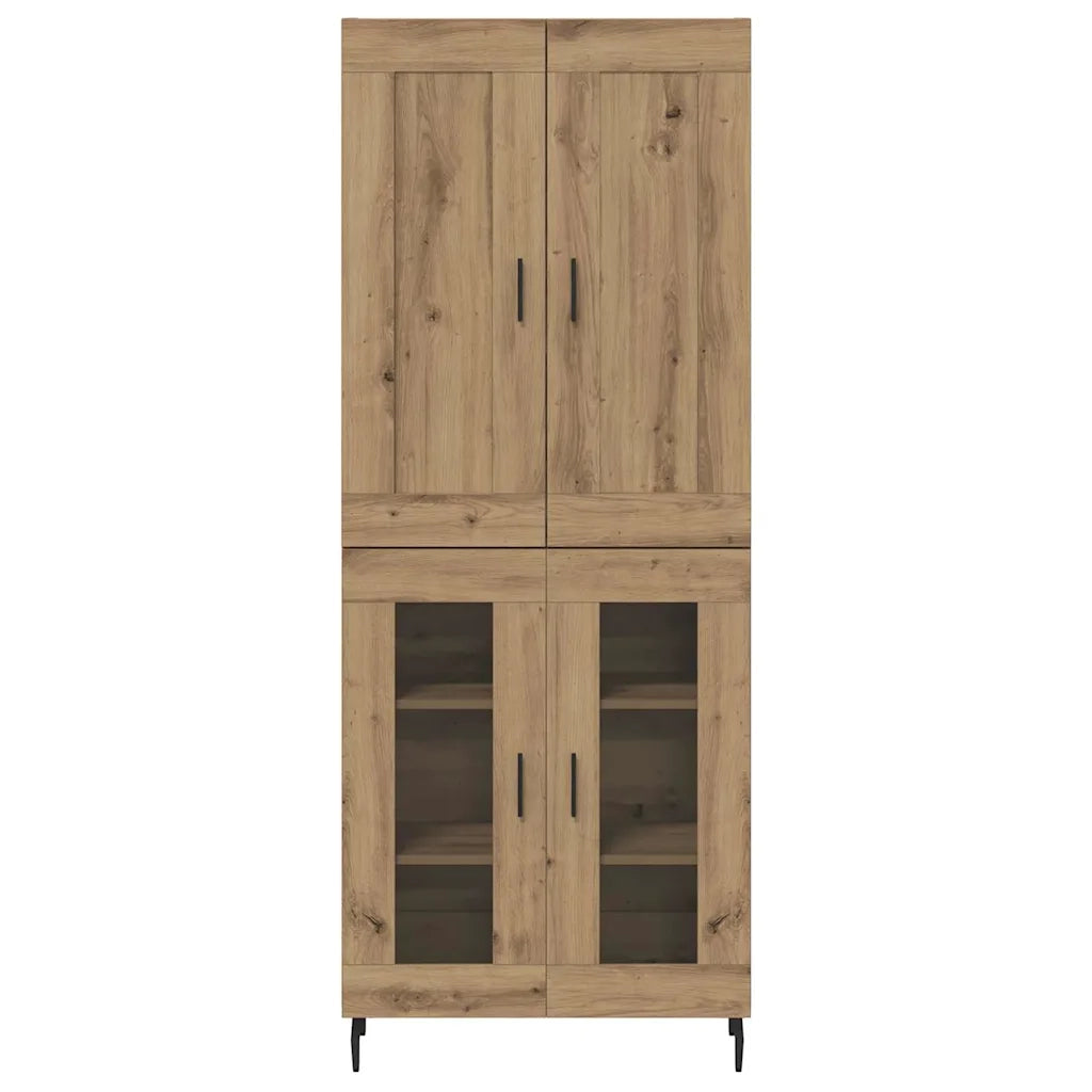 Credenza 2 pz-Set di 2 Buffet-Armadio da cucina Rovere artigianale Legno Stratificato e Vetro 281355
