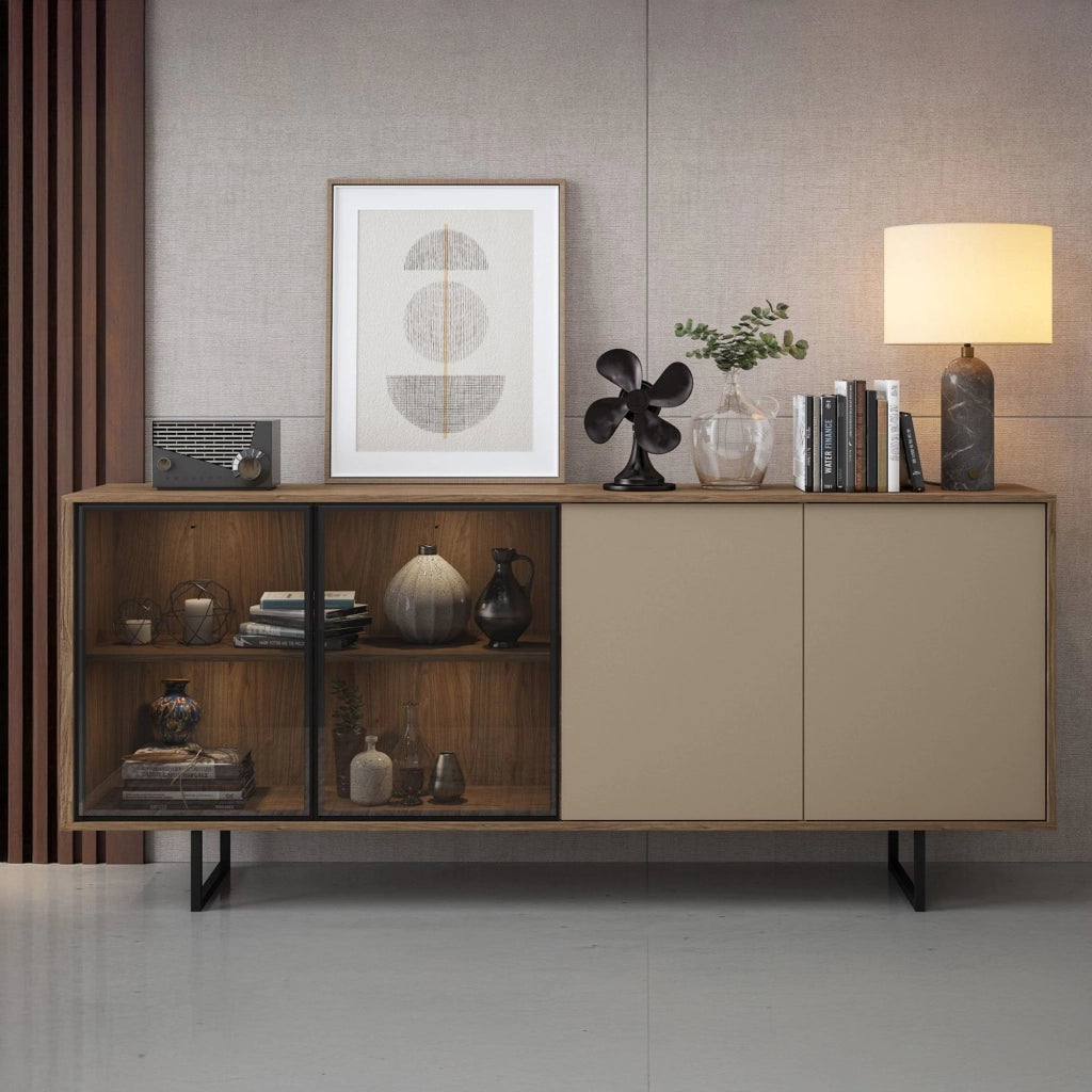 Madia Malnate, Credenza Cassetti, 200x40x87h cm Marrone Noce