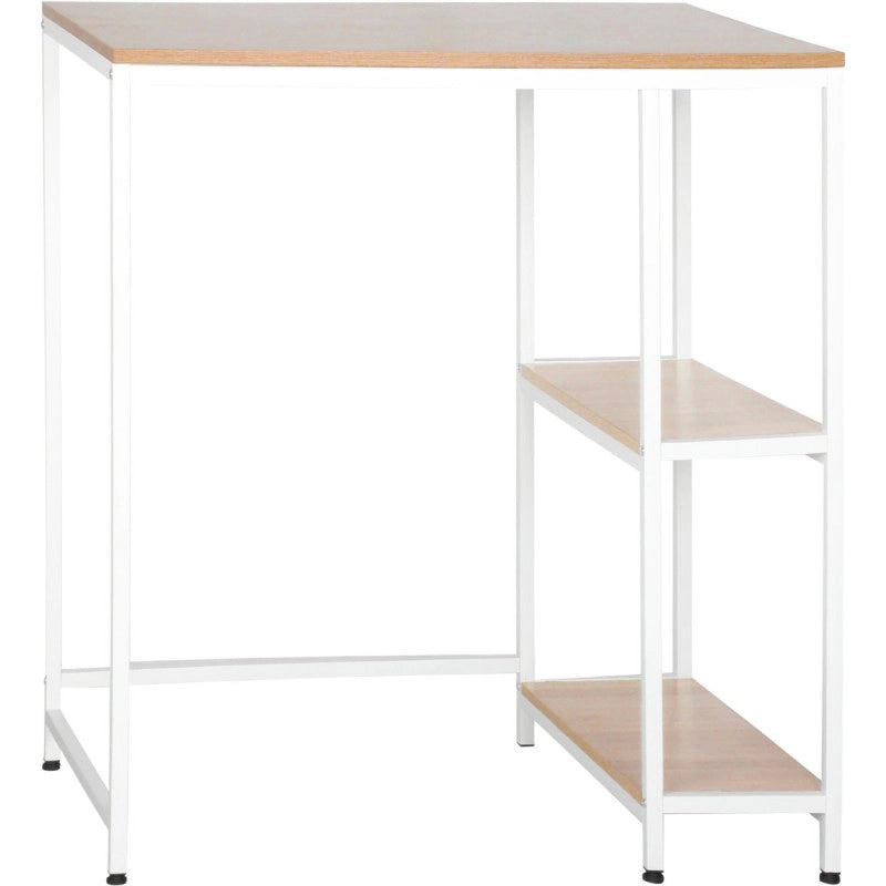 Mobile Lavatrice Janet Con 2 Ripiani Metallo Bianco /legno Trattato Naturale 90x60x93cm