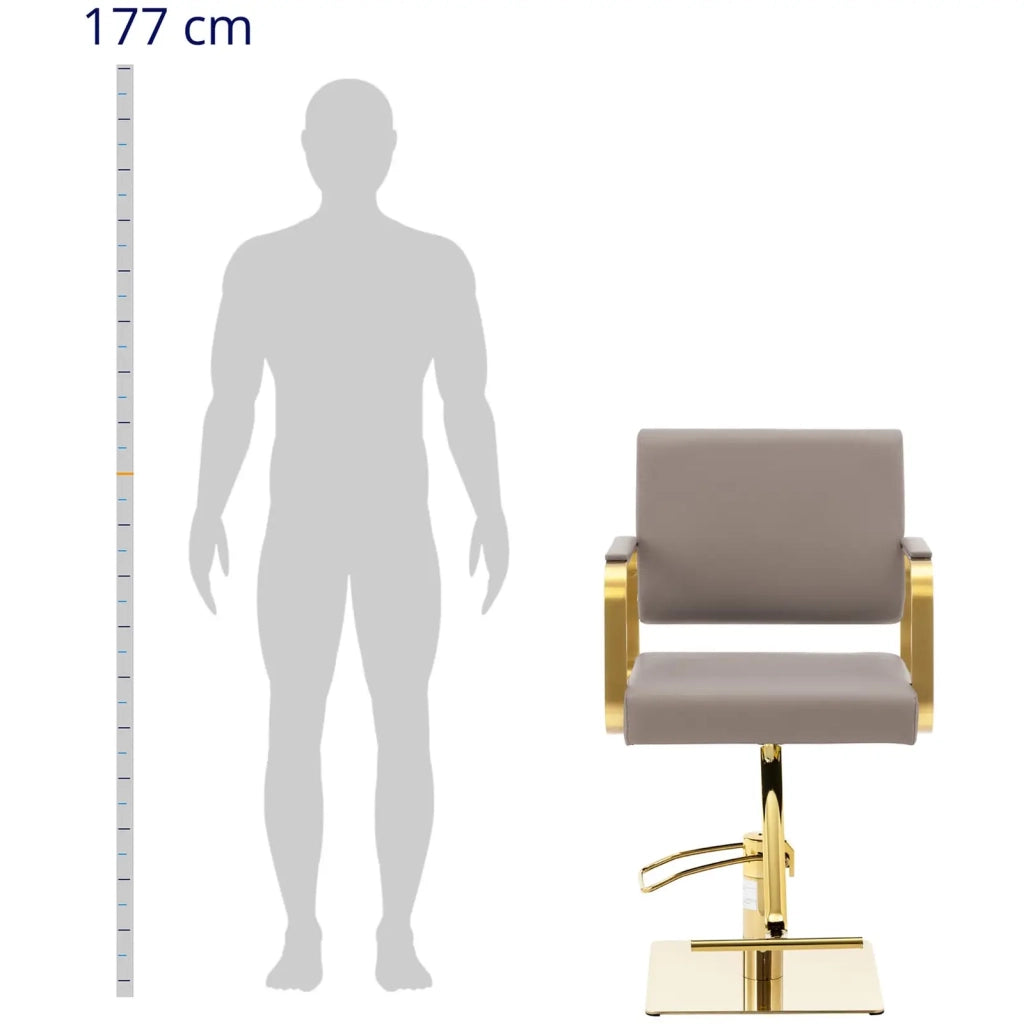 Poltrona da parrucchiere con poggiapiedi portata 200 kg acciaio inox beige oro 14_0008956