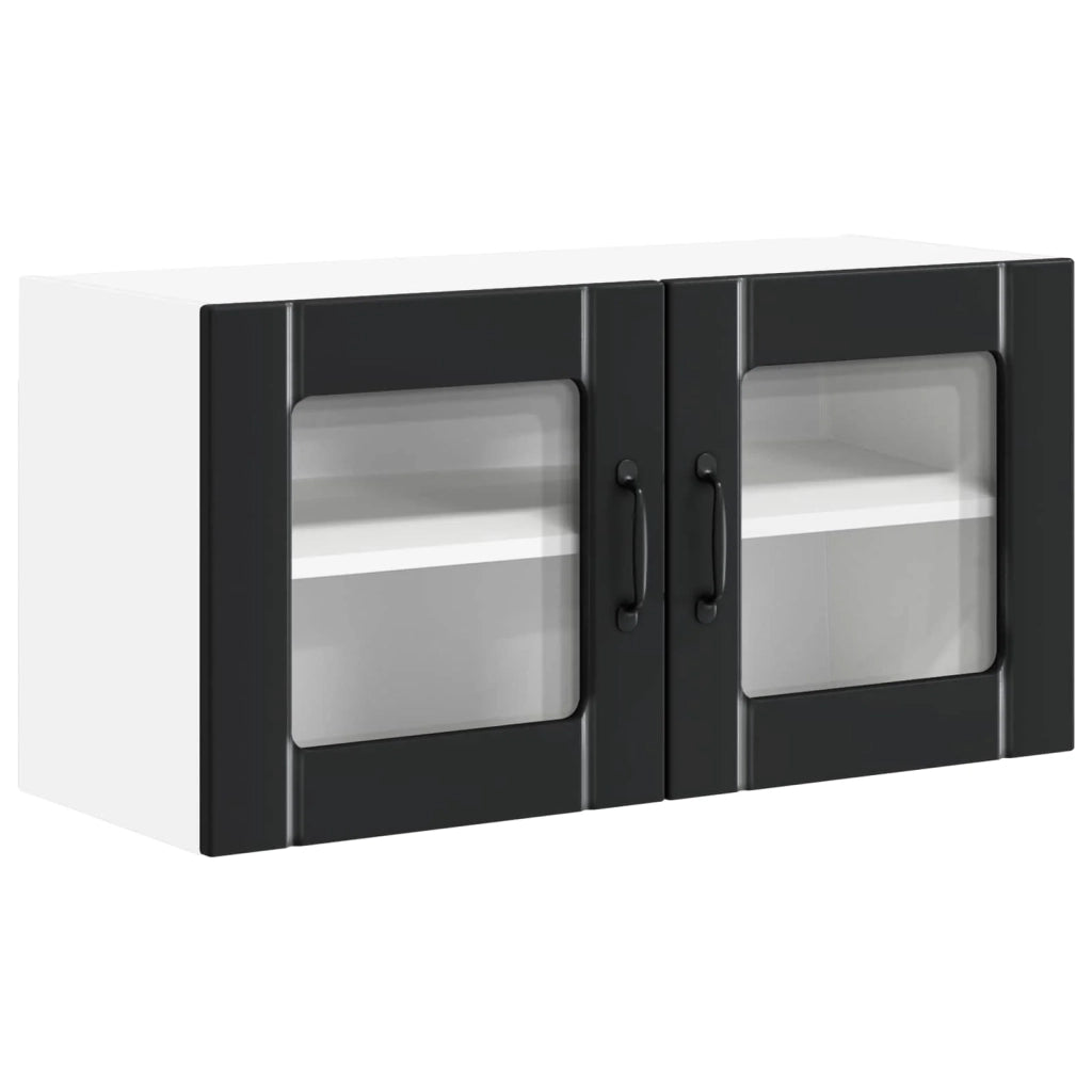 Mobile da cucina moderno e funzionale con pratico spazio contenitivo 80 x 31 x 40 cm realizzato in legno composito nero 02_0053964