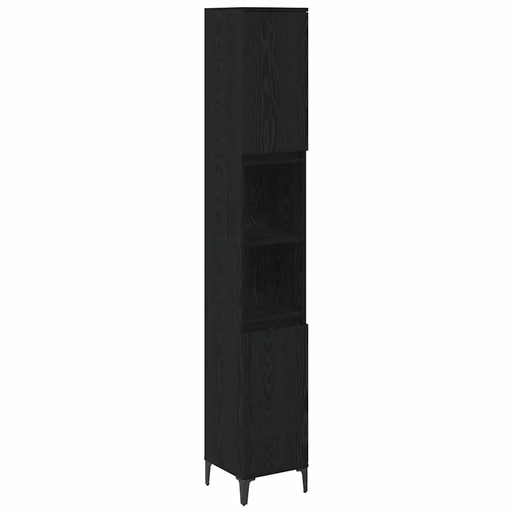 Set di mobili per il bagno 3 pcs Rovere nero Legno multistrato