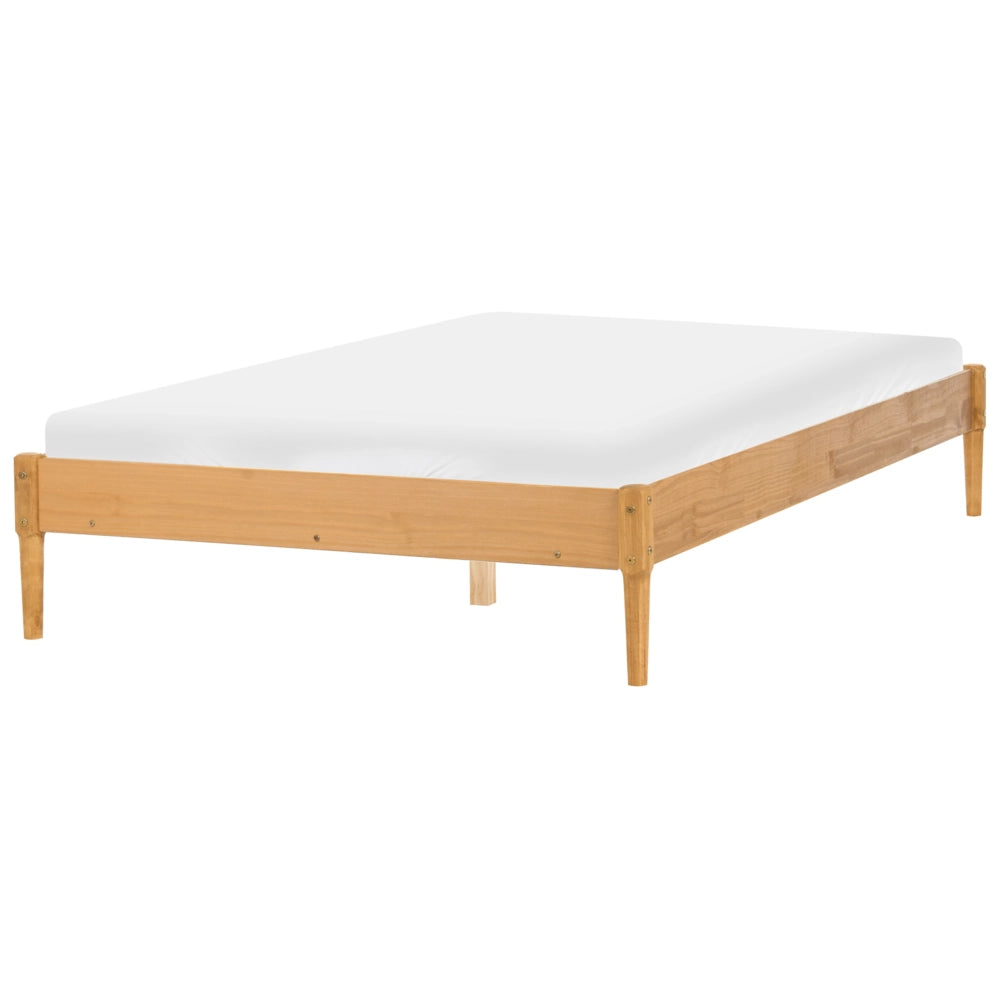 Letto matrimoniale in legno con rete a doghe in pino, senza testiera 140 x 200 cm marrone chiaro stile scandinavo naturale