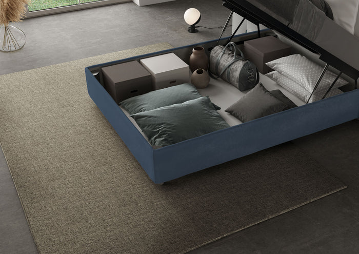 Letto Matrimoniale Francese 140x190 cm con Rete Imbottito in Microfibra Appia Large Blu