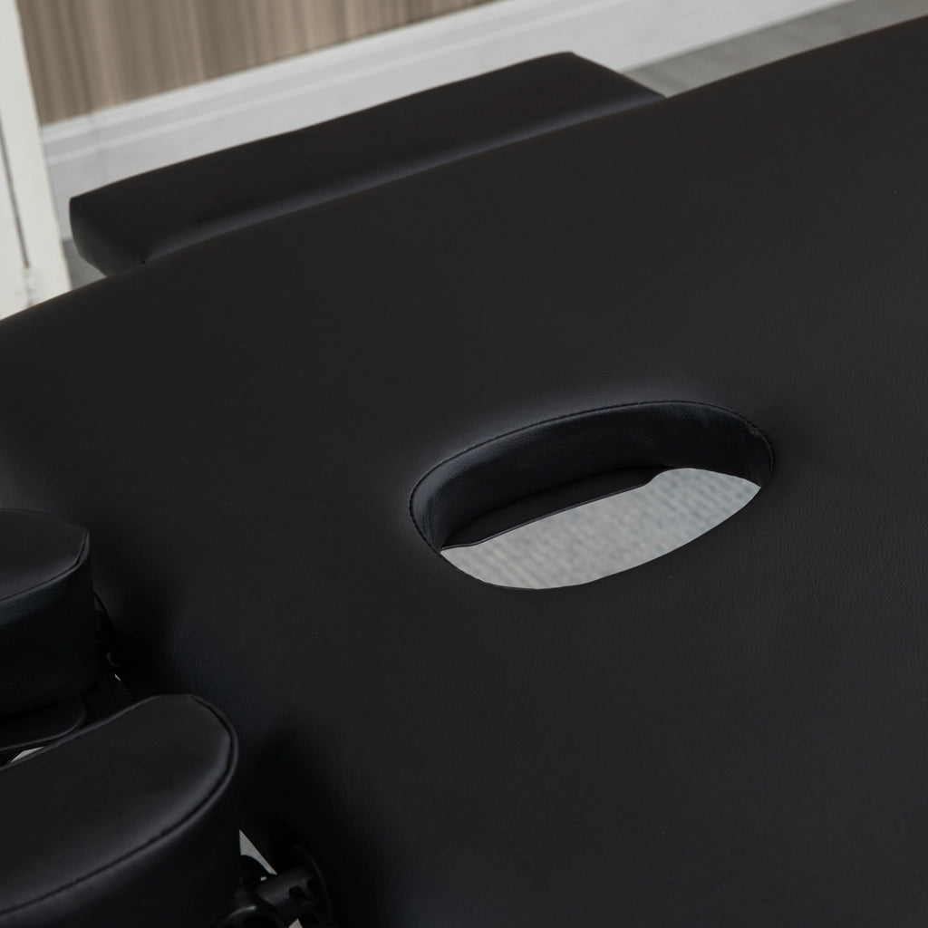 Lettino da massaggio pieghevole regolabile in altezza, struttura in alluminio, colore nero, portata 130 kg