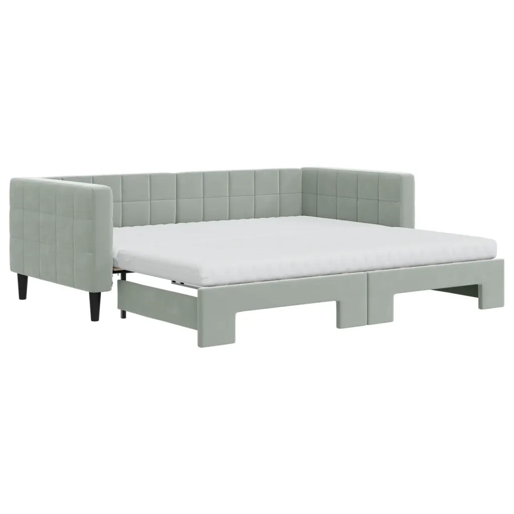 Divano Letto Estraibile Materassi Grigio Chiaro 90x190 Velluto 3196728