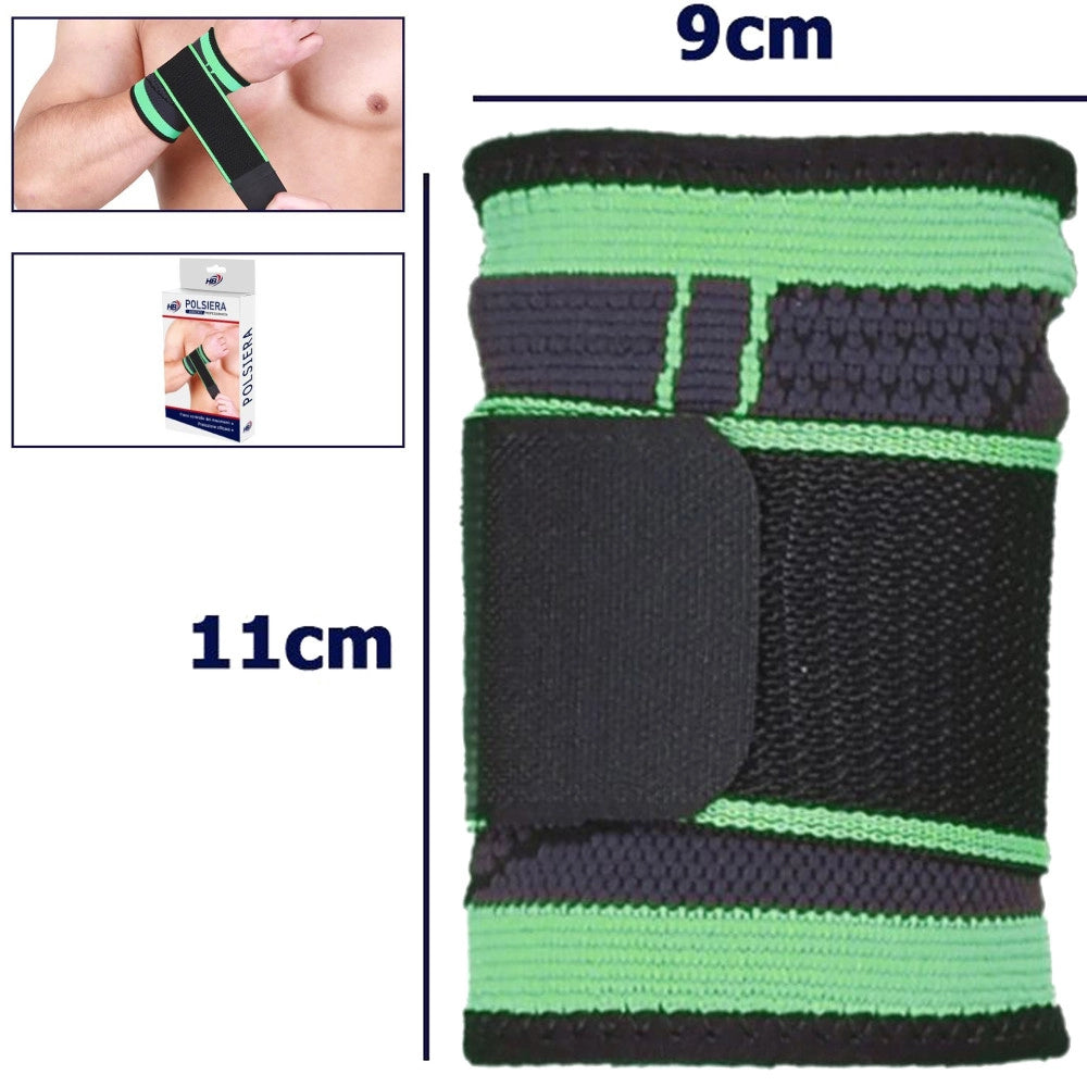 Trade Shop - Coppia Polsini Elastici Per Polso Fitness Sport Anallergico Protezione Verde -