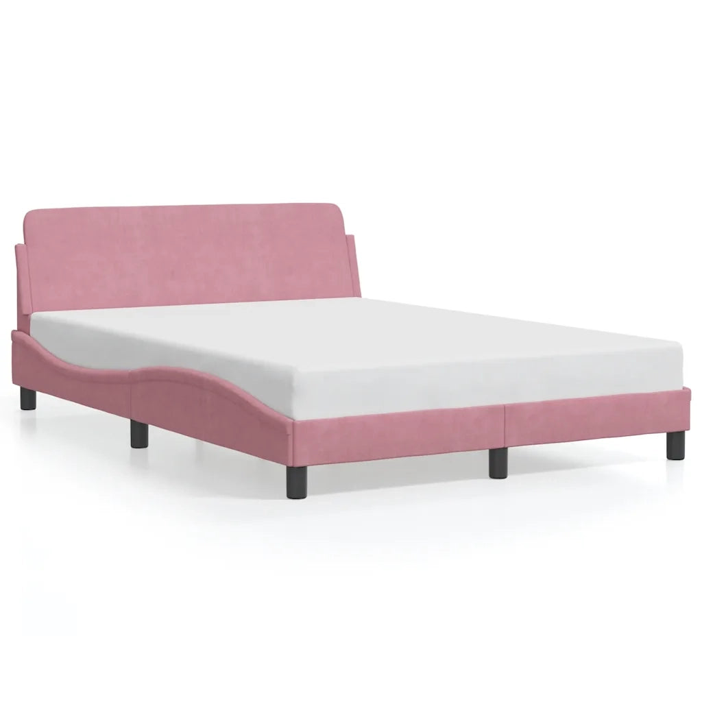 Giroletto con Testiera-Struttura Letto con testiera Dover Rosa 140x200 cm Velluto