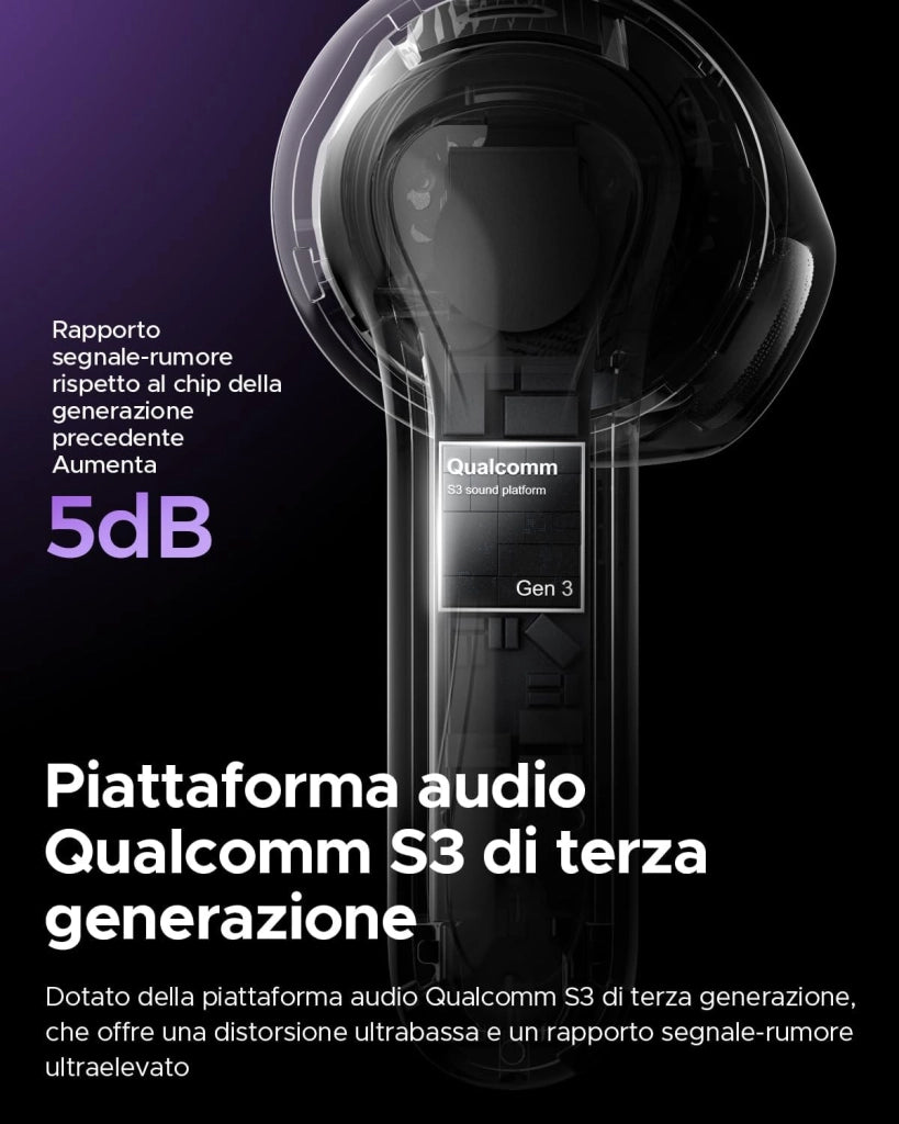 Air5 Cuffie Wireless In-Ear Bluetooth 5.4, aptX Lossless, 13mm Driver Bio-Diaframma, 6 Microfoni, 30 Ore di Autonomia, Controllo App, Impermeabile IPX5