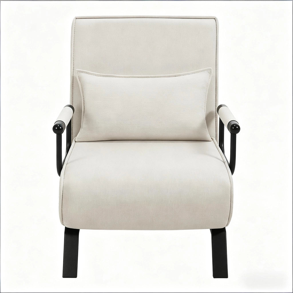 Poltrona letto pieghevole 3 in 1 con schienale regolabile a 5 posizioni, senza materasso, beige per piccoli spazi