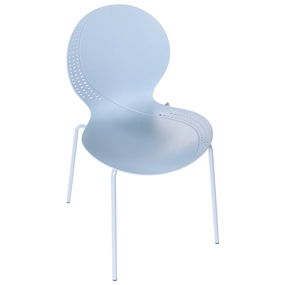 Set di 4 sedie da giardino azzurro in materiale sintetico plastico per interni ed esterni, sala da pranzo in stile moderno