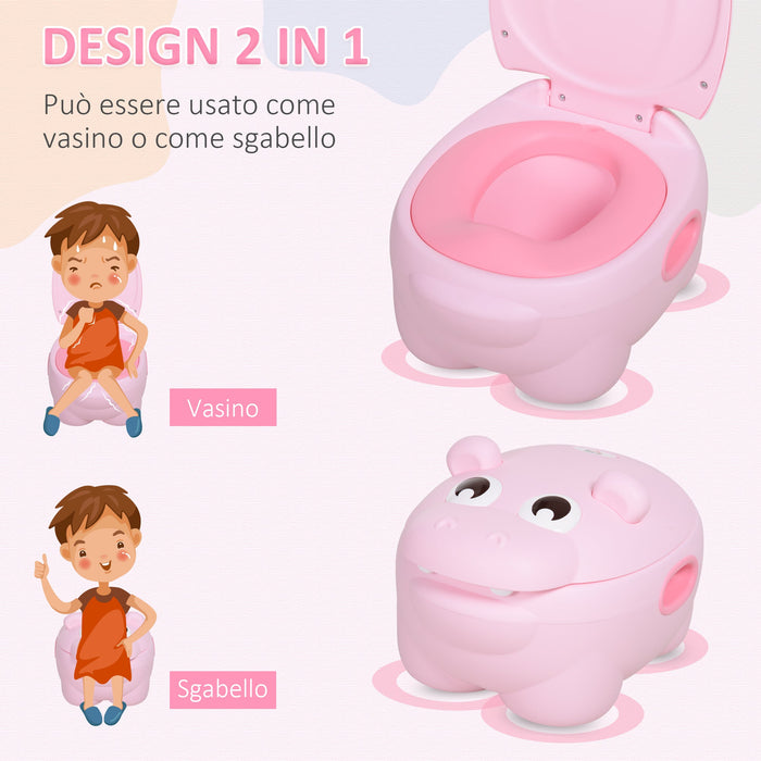 Vasino per Bambini Antiscivolo Ippopotamo  Hippoo Rosa