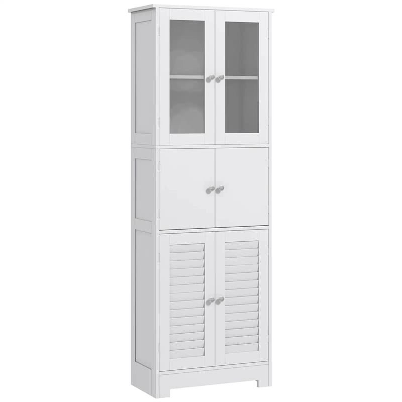 MOBILE COLONNA BAGNO CON 3 ARMADIETTI E ANTE IN VETRO E A PERSIANA 60X30X170.5 CM BIANCO