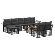 Set di divani da esterno 10 pcs Nero e Grigio scuro Poliestere 3437775