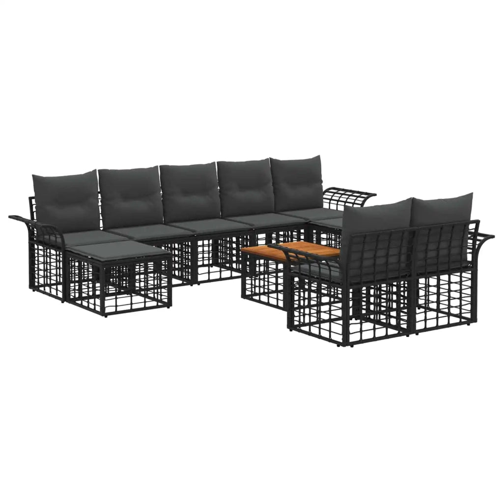 Set di divani da esterno 10 pcs Nero e Grigio scuro Poliestere 3437775