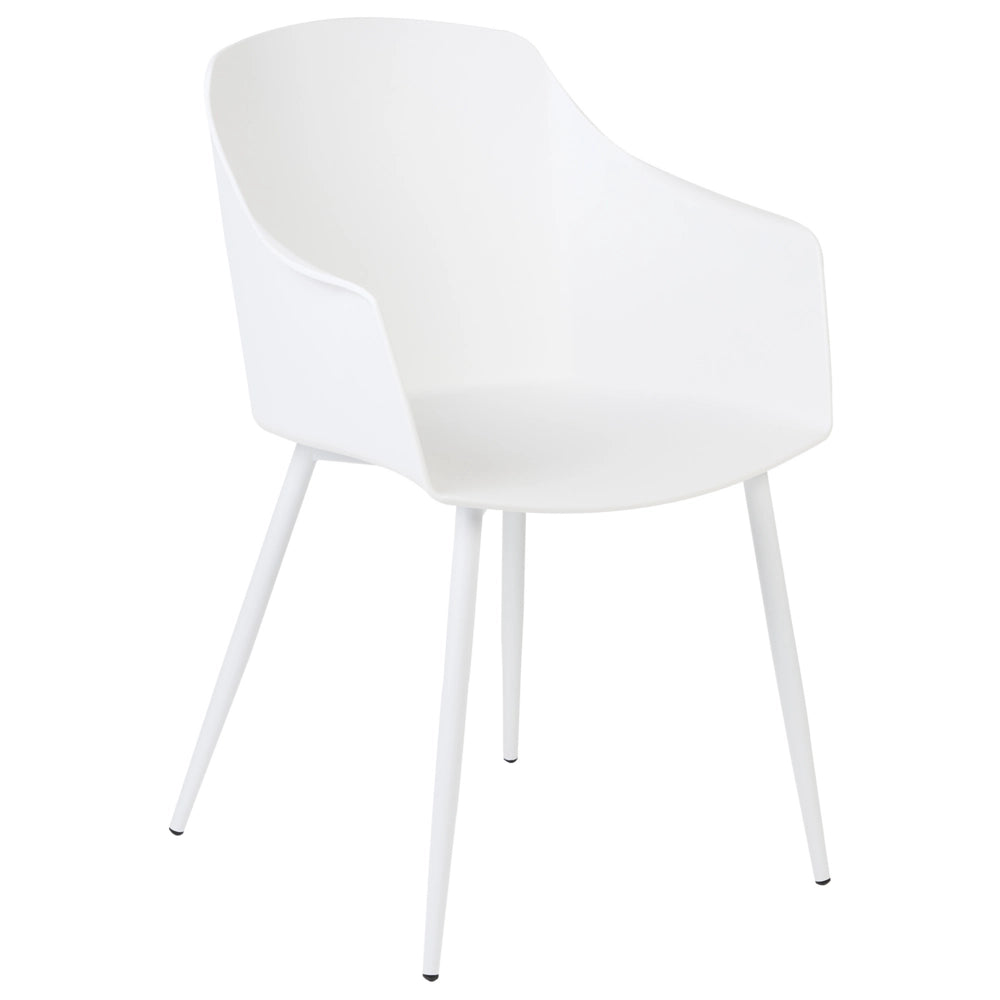 Set di 2 sedie in plastica bianca con poggia braccia design minimalista braccioli soggiorno cucina mobili