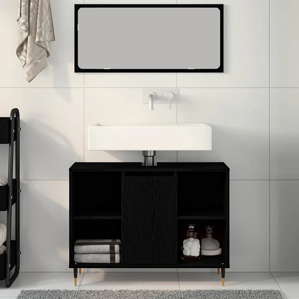 Mobile da Bagno Nero 80 x 33 x 60 cm Legno multistrato 873894