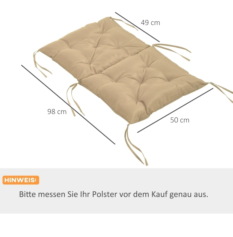 Cuscini per sedia 98x50x8 cm con fissaggio a lacci; imbottitura morbida in poliestere khaki