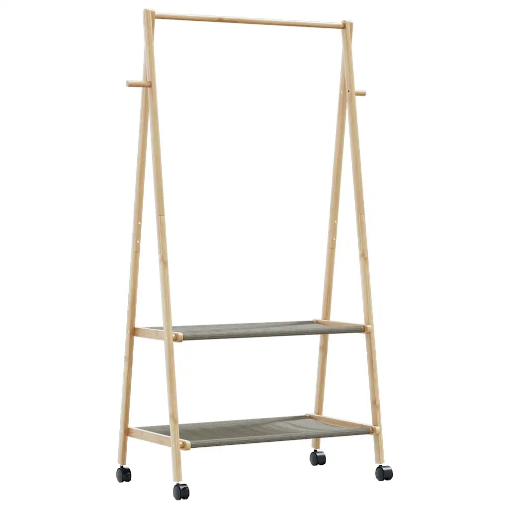 Appendiabiti con Ripiani e Ruote 96x45,5x155,5 cm in BambÃ¹