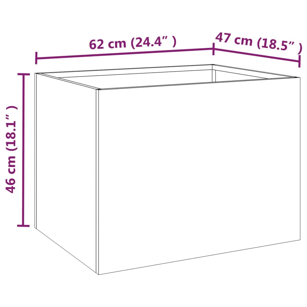 Fioriera rialzata per piante fiori terrazza giardino 62 x 47 x 46 cm acciaio corten marrone 02_0037759