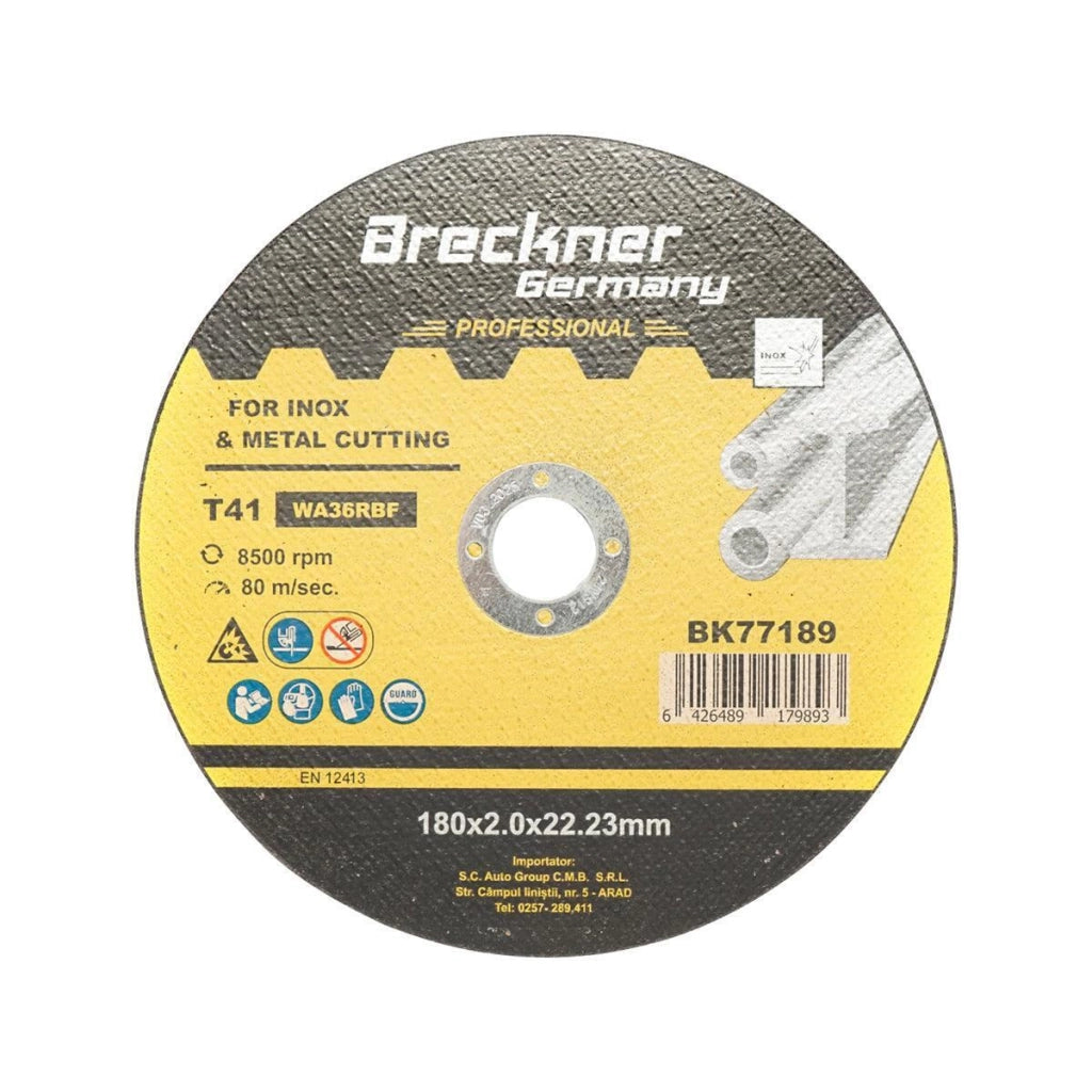 10 Dischi da Taglio T41 180x2.0x22mm Acciaio INOX Ferro Metallo Disco Flessibili per Smerigliatrice Angolare Mola Taglio Breckner Germany