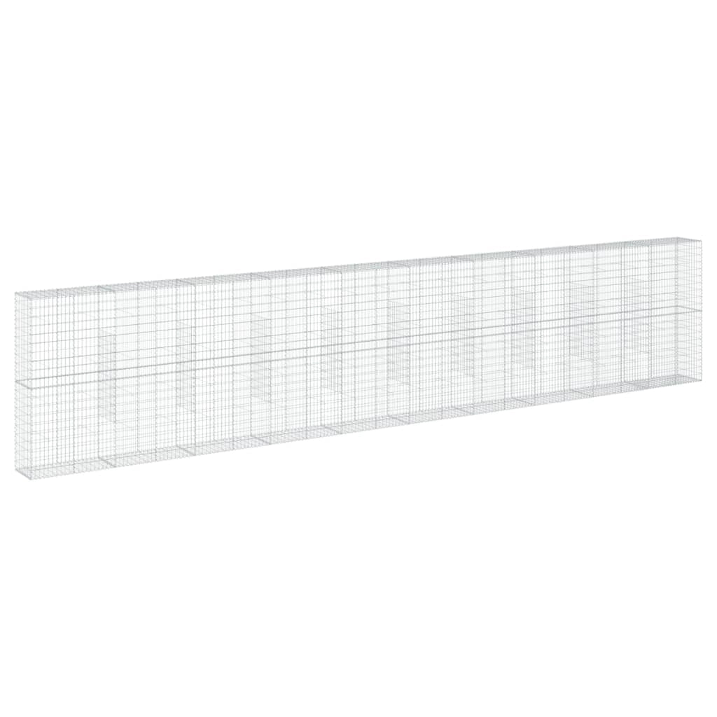 Gabbione recinto a gabbia muro di contenimento con coperchio 1000 x 50 x 200 cm ferro zincato argento 02_0040117