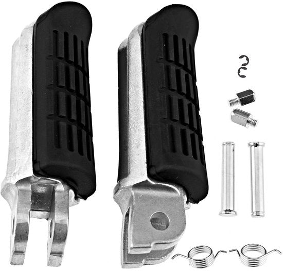 Supporti Pedali Acciaio/Rubbero - 2 Pezzi - Misura 8,45 cm x 4 cm - Compatibile con Yamaha FJR/FZ1/FZ6/XJR - Destro/Sinistro - Resistenti allo Shock - Supporti Pedali Motori