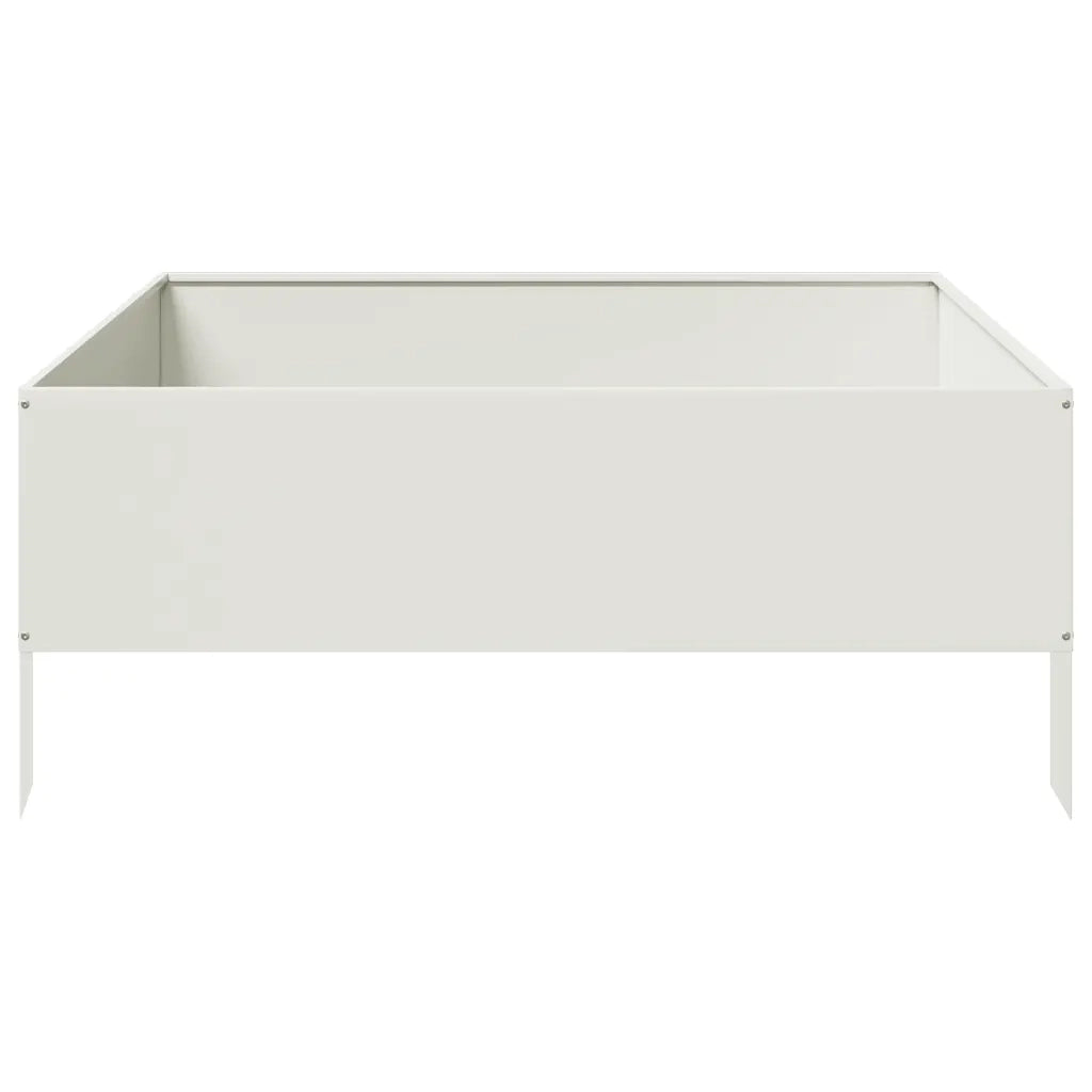 Fioriera | Cassetta per fiori | Vaso Rialzata da Giardino Bianca 100x100x41 cm in Acciaio