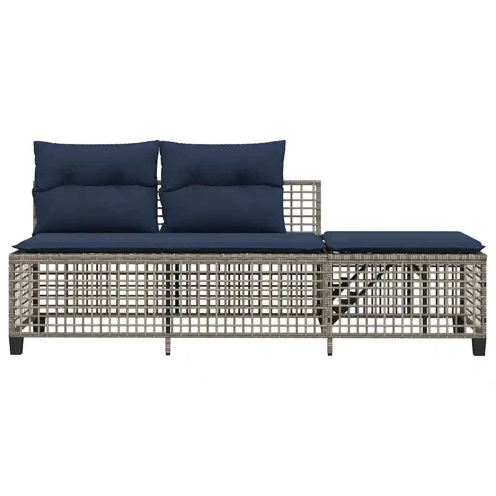 Set da giardino angolare a 3 pz con Cuscini in Polyrattan Grigio 365450