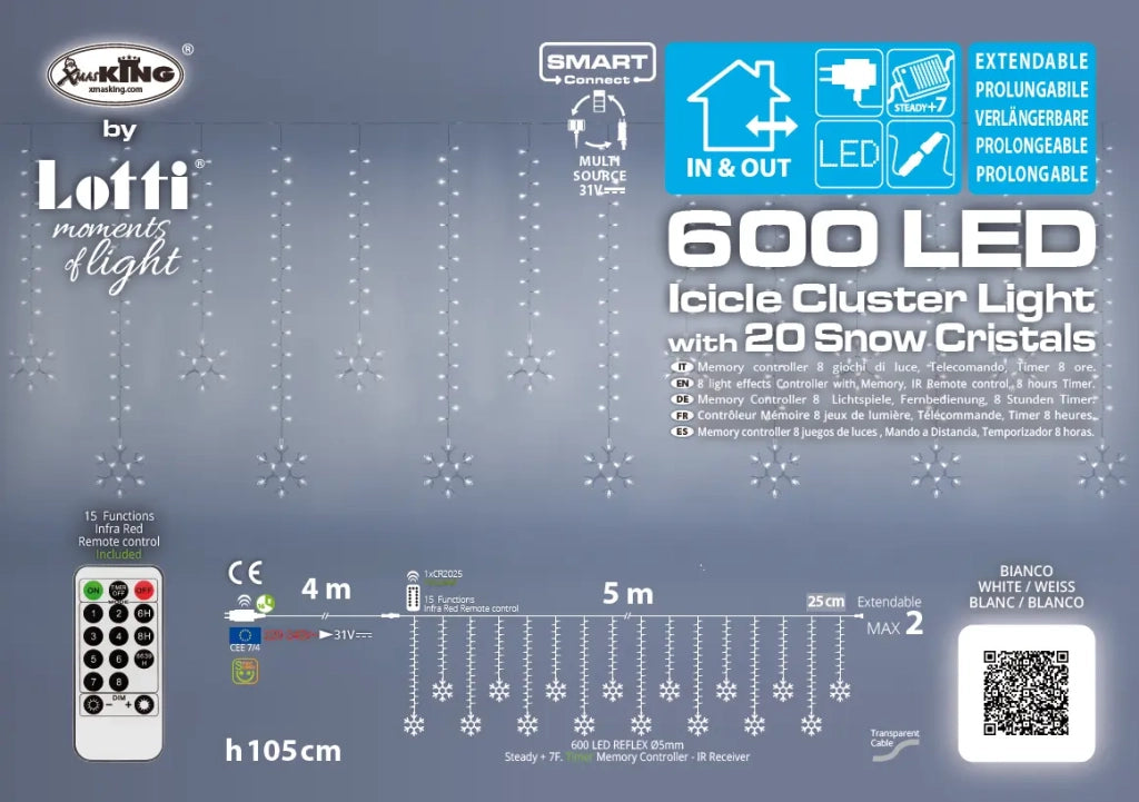 Ice Light Cristalli Neve 600 LED 500 x105cm