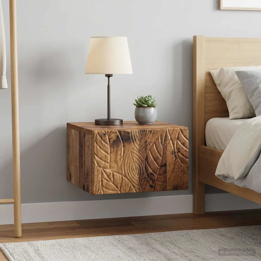 Mobiletto da notte a muro 2 pcs Legno antico 49 x 34,5 x 20 cm 898802