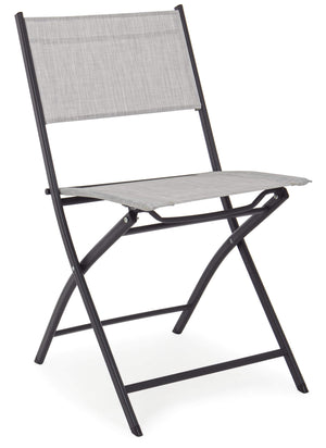 Set 4 Sedie da Giardino 46x58x80 cm in Acciaio e Textilene Martinez Grigio Chiaro