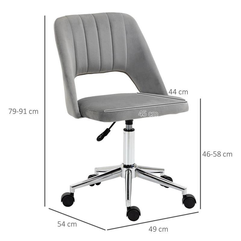 SEDIA DA UFFICIO IMBOTTITA ERGONOMICA GIREVOLE 49 X54 X 79-91 CM COLORE GRIGIO