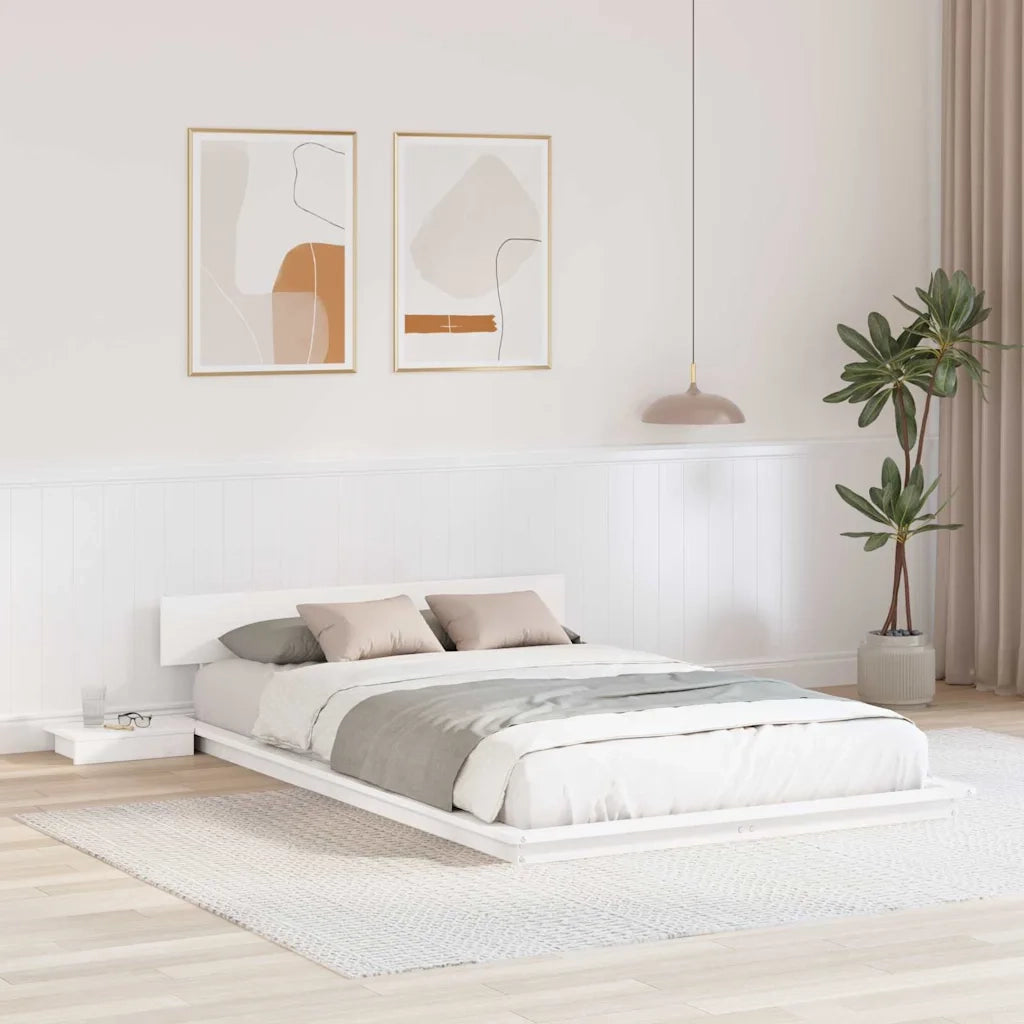 Struttura del letto con testiera Marrone 135 x 190 cm legno
