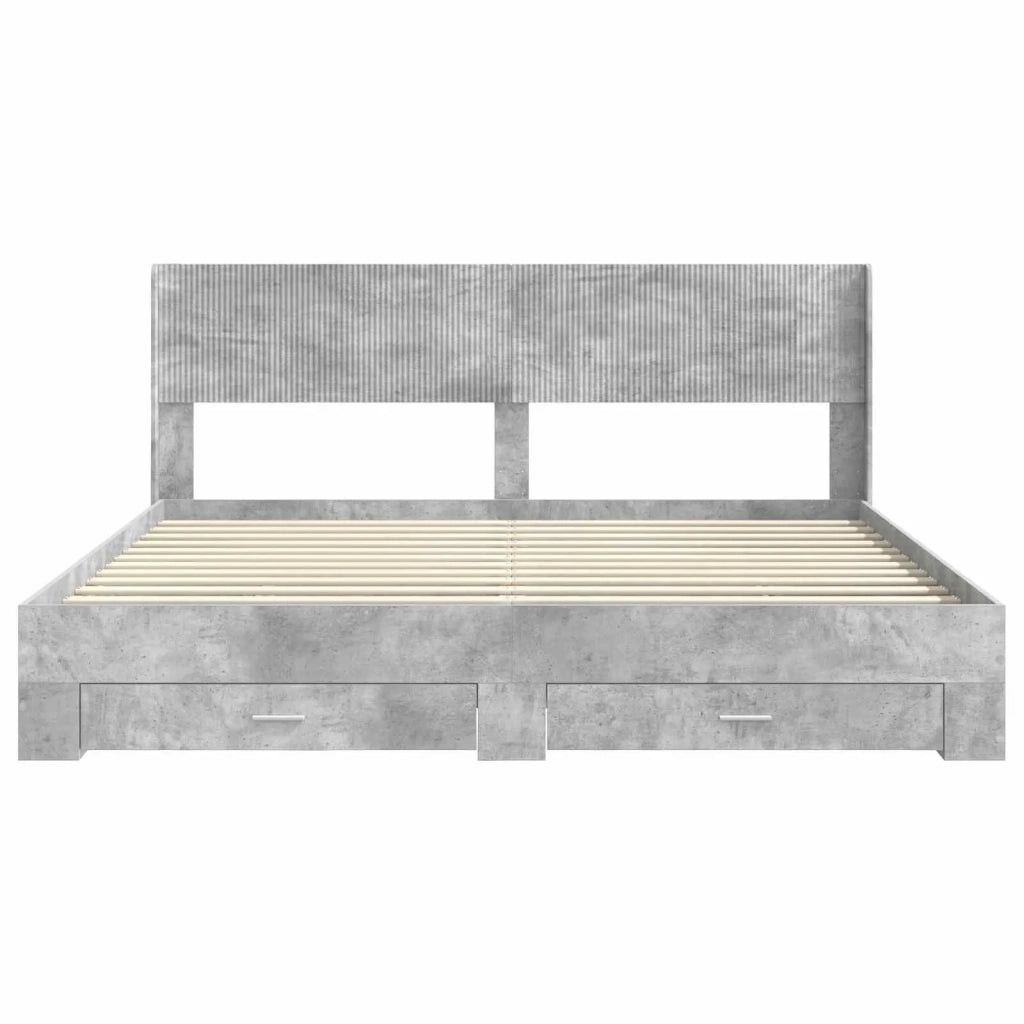 Struttura del letto con stoccaggio e testata Grigio Cemento