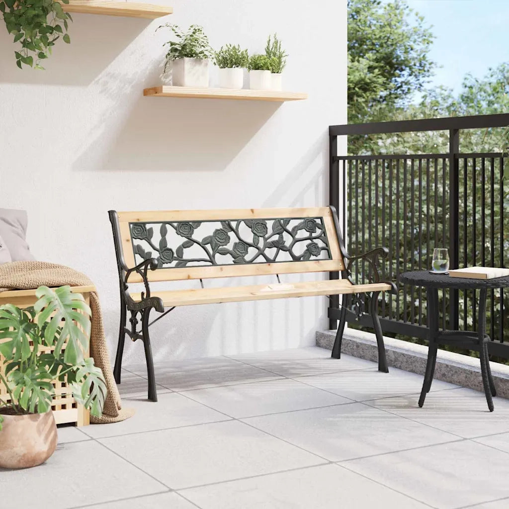 Panchina da giardino con cuscino Marrone 116 x 54 x 73 cm legno 319570