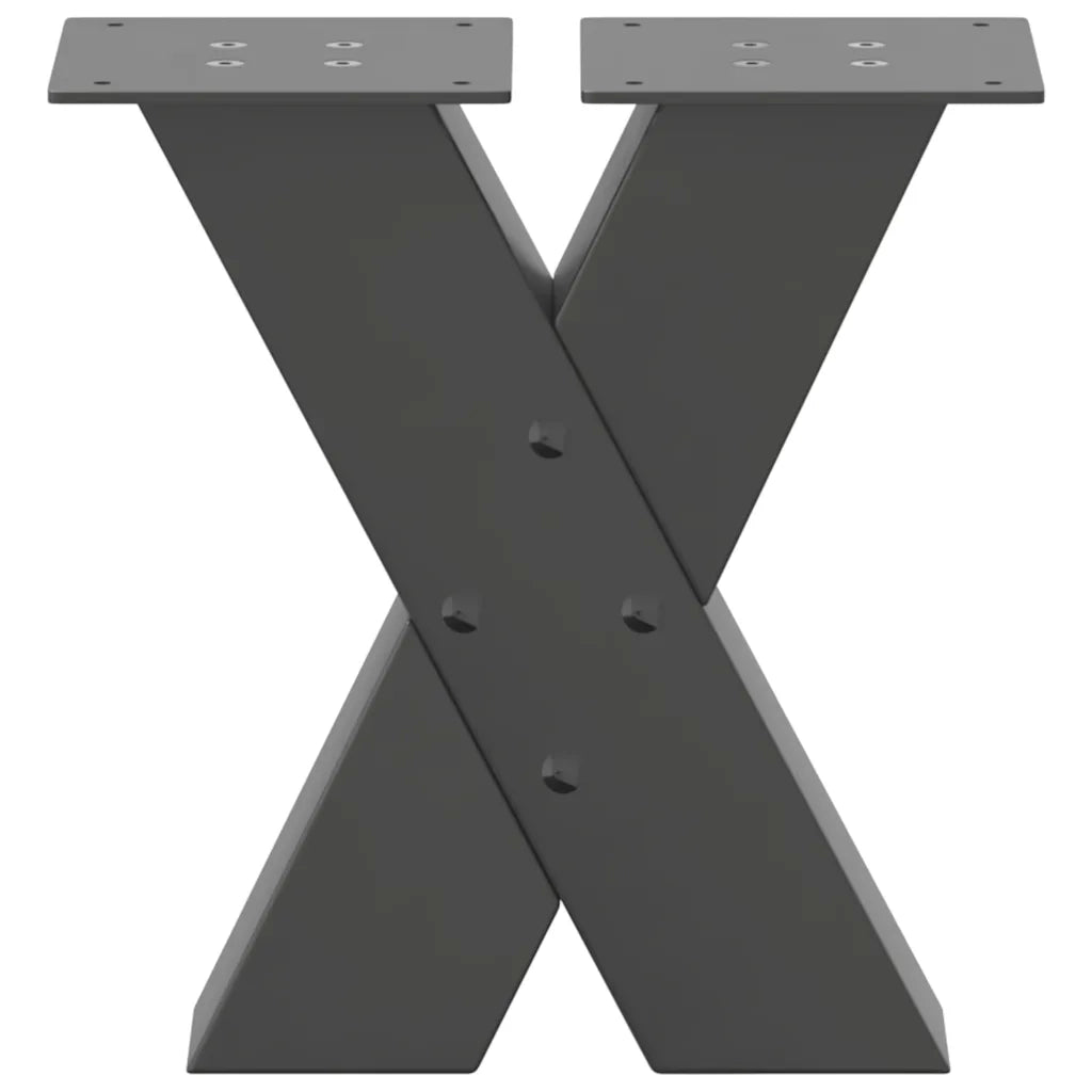 vidaXL Gambe per Tavolino da Caffè a Forma di X 2 pz Antracite 30x(30-31) cm Acciaio