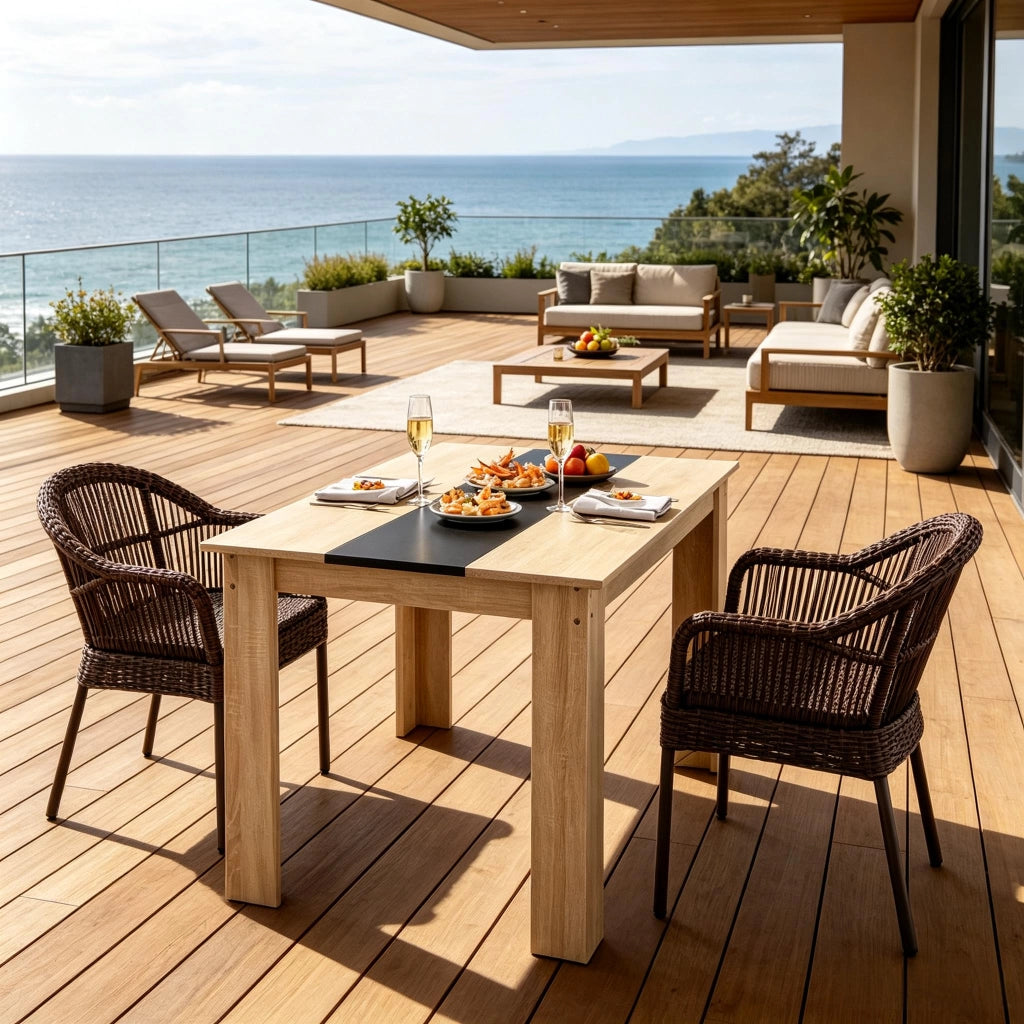 TAVOLO da pranzo 120 x 69 x 75 cm in truciolare Eiche e nero