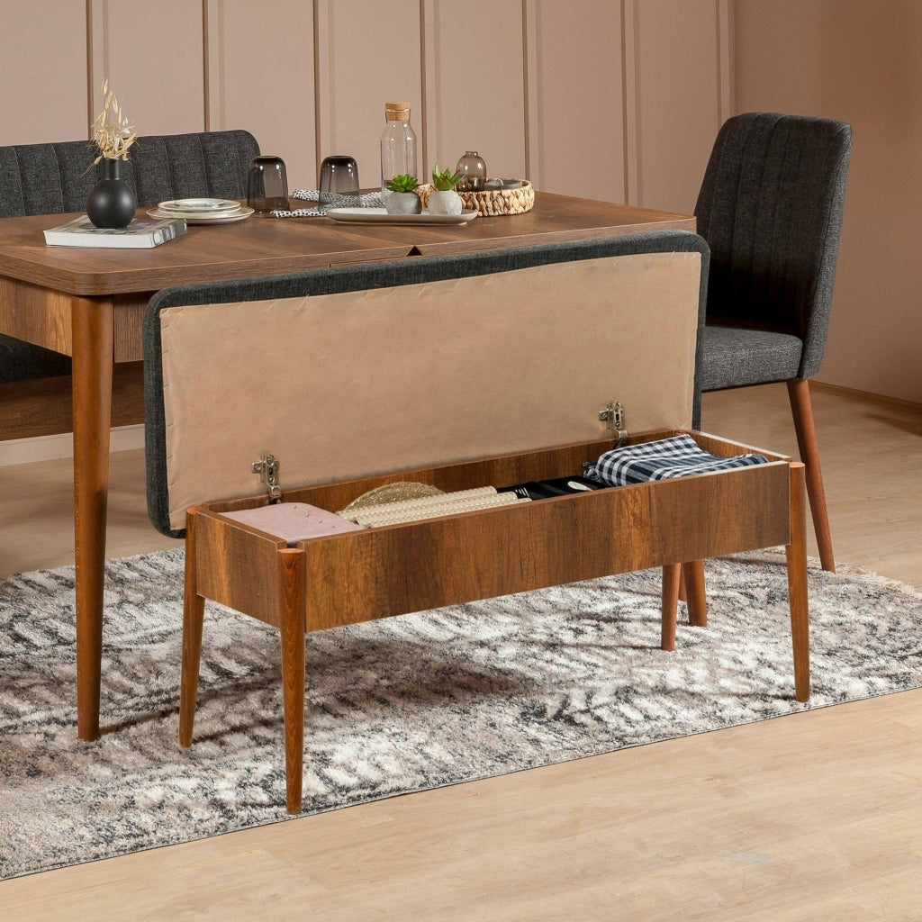 Arielli, Panca Peso Supportato 130 kg, 110x40x48h cm Marrone Noce