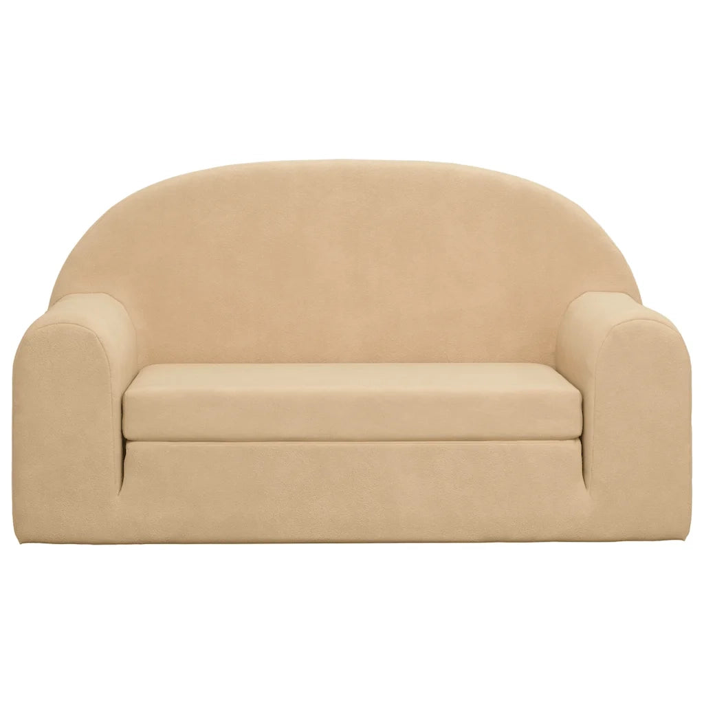 Divano letto | Sof¨¤ letto | Letto singolo per Bambini a 2 Posti Crema in Morbido Peluche