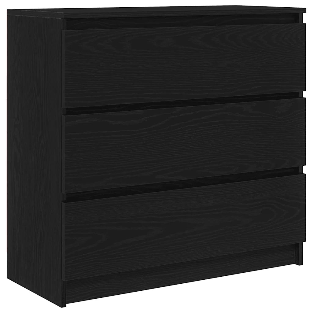 Credenza Rovere Nero 80x35x76 cm in Legno Multistrato 861734